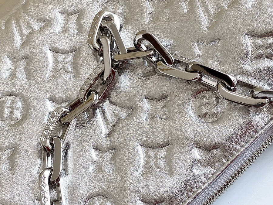 Louis Vuitton Monogram Embossed Coussin PM - Silver Crossbody Bags