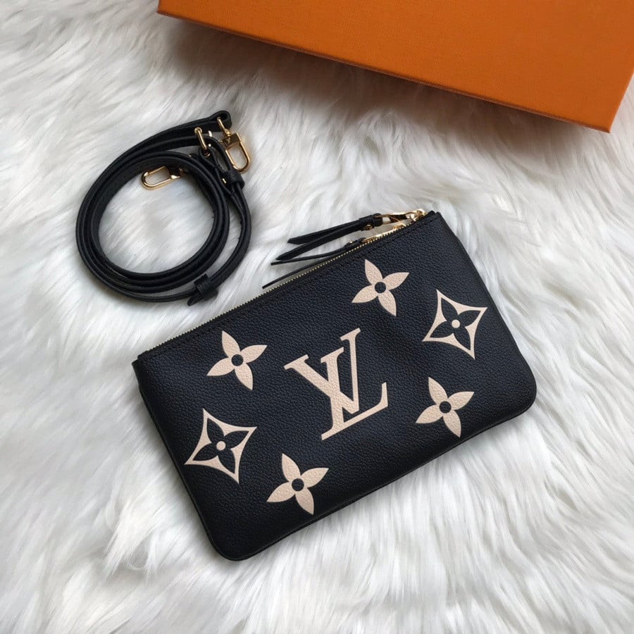 Louis Vuitton Double Zip Pochette Bag Monogram Leather In Black And Be -  Praise To Heaven