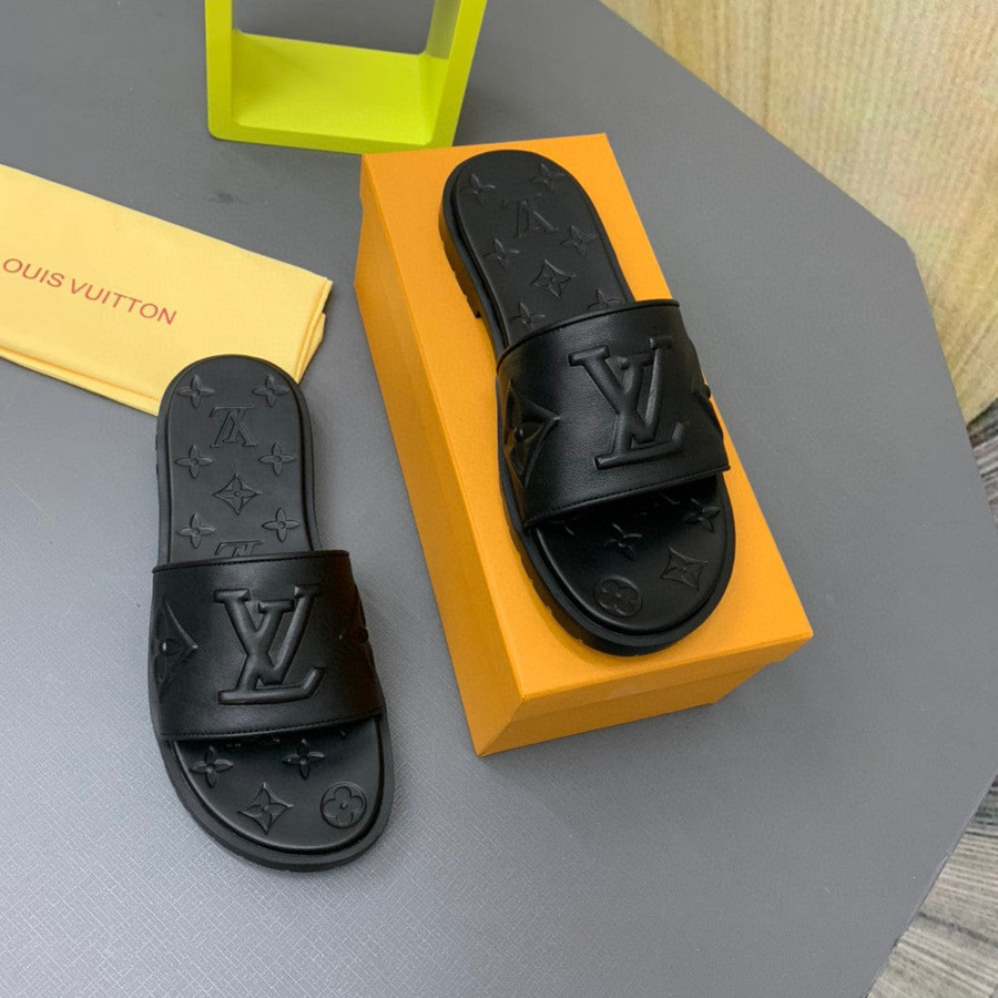 Louis Vuitton Waterfront Mule Monogram Slippers In Black And White - Praise  To Heaven