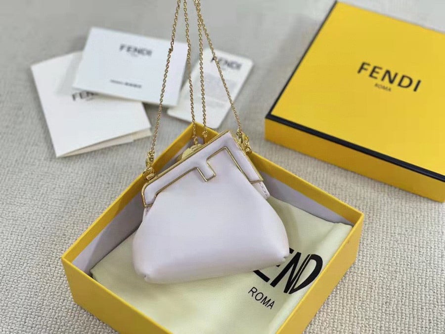 Fendi Wallet On Chain With Pouches Mini Leather In White - Praise To Heaven