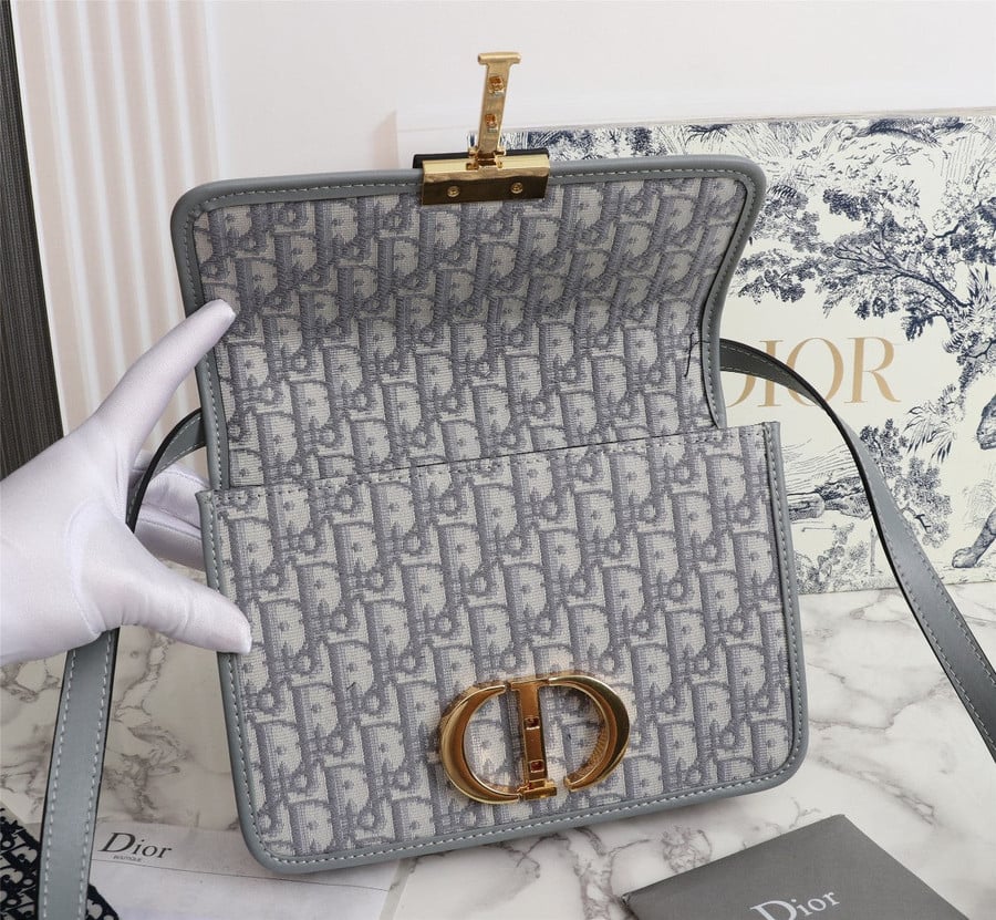 30 Montaigne Box Bag Gray Dior Oblique Jacquard