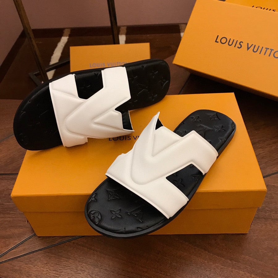 Louis Vuitton LV Oasis Mule Sandal In Black/White, Men - Praise To Heaven