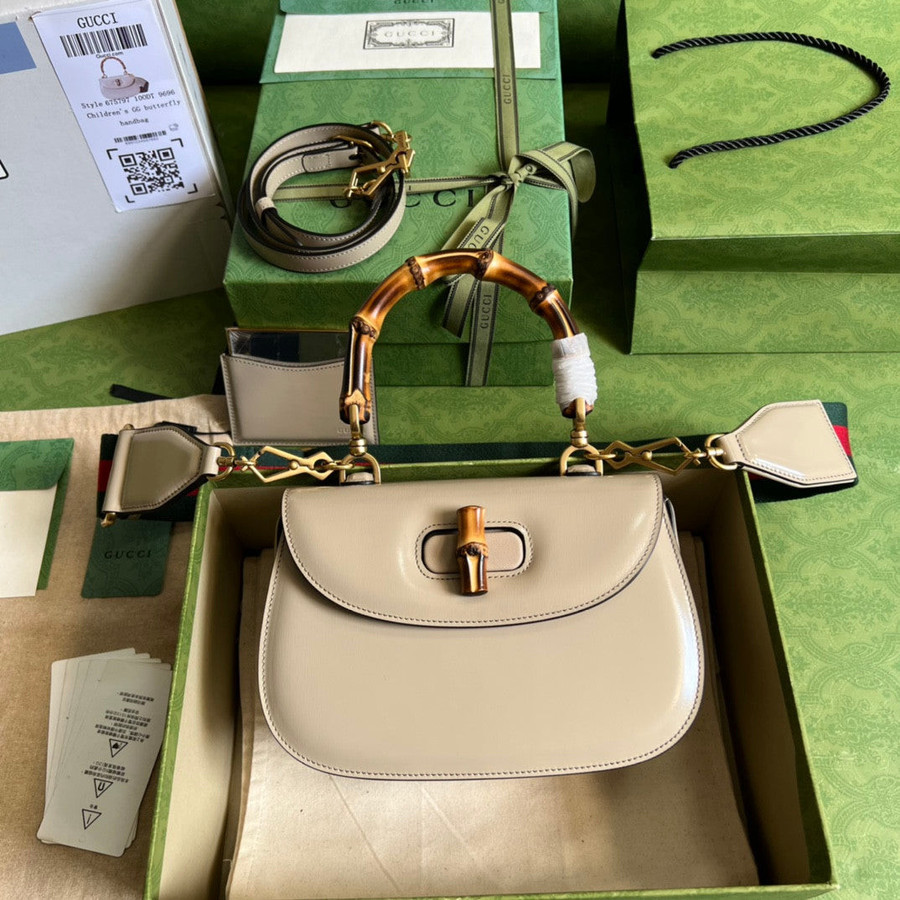 Gucci Bamboo 1947 small top handle bag in green leather