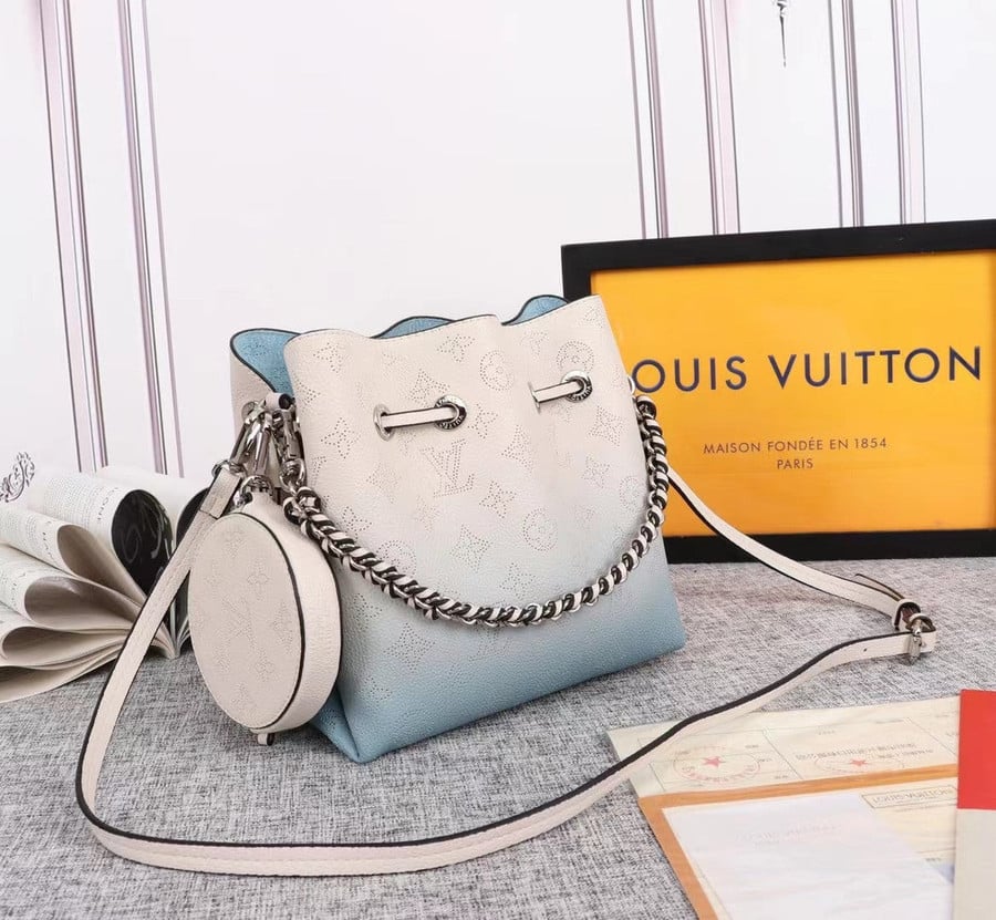 New Authentic Louis Vuitton Bella Bucket Bag In Gray Perforated