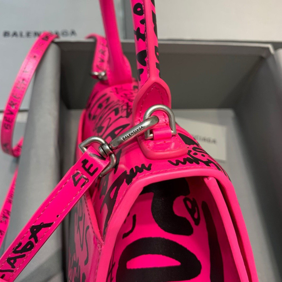 Balenciaga Hourglass Small Graffiti Top-Handle Bag In Pink - Praise To  Heaven