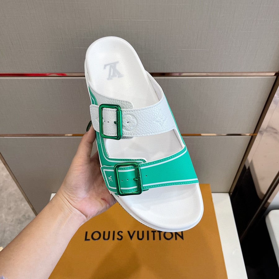 Dép Nam Louis Vuitton LV Trainer Mules 'White' 1ABN04 – LUXITY
