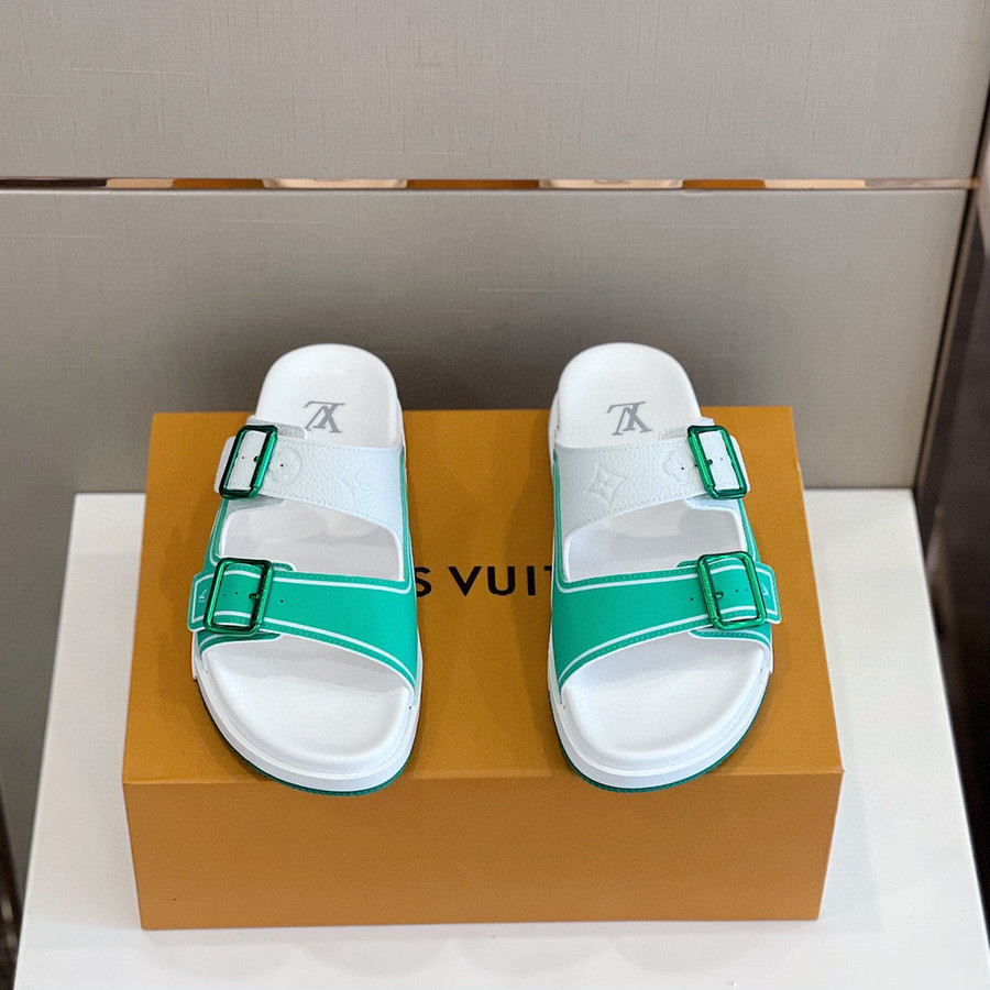 Louis Vuitton LV Trainer Mule In White/Green, Men - Praise To Heaven