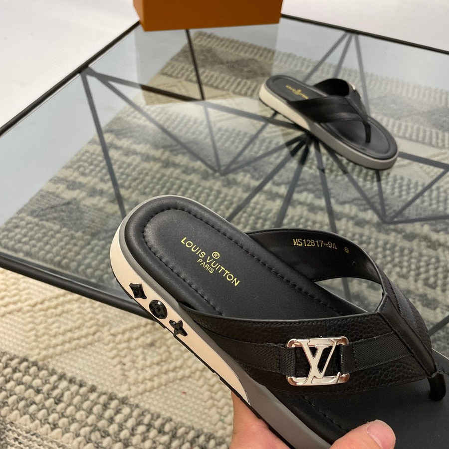 Louis Vuitton Mirabeau Thong Slide In Black LV Initials, Men - Praise To  Heaven