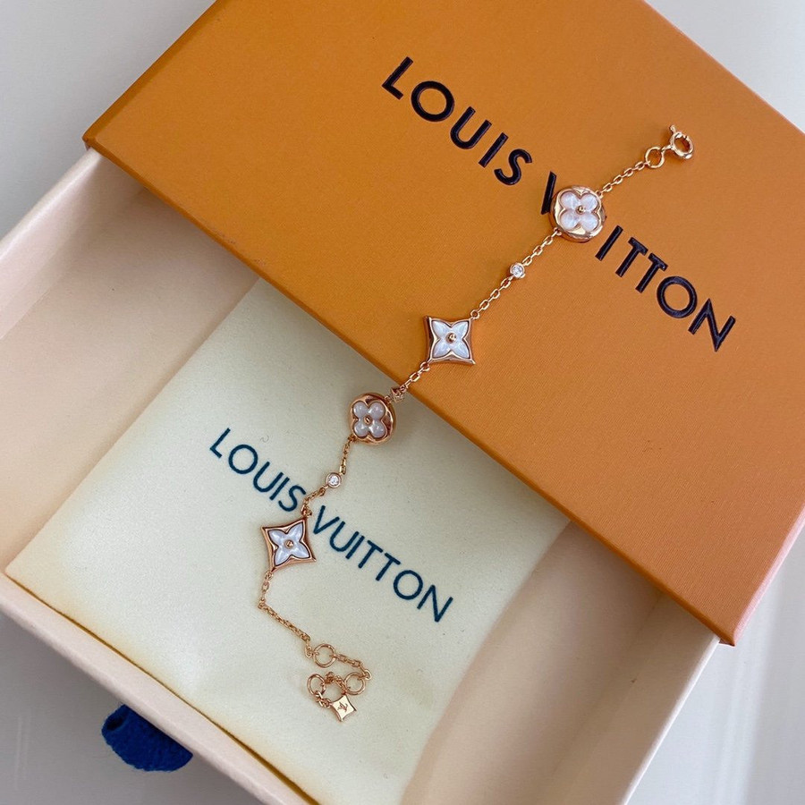 Louis Vuitton Color Blossom Multi Motif Bracelet, Pink Gold, White