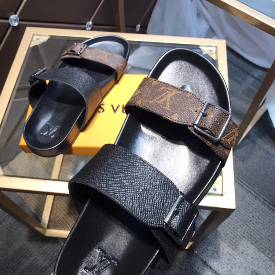 Louis Vuitton Black Leather Wave Bom Dia Mule Sandals Size 41