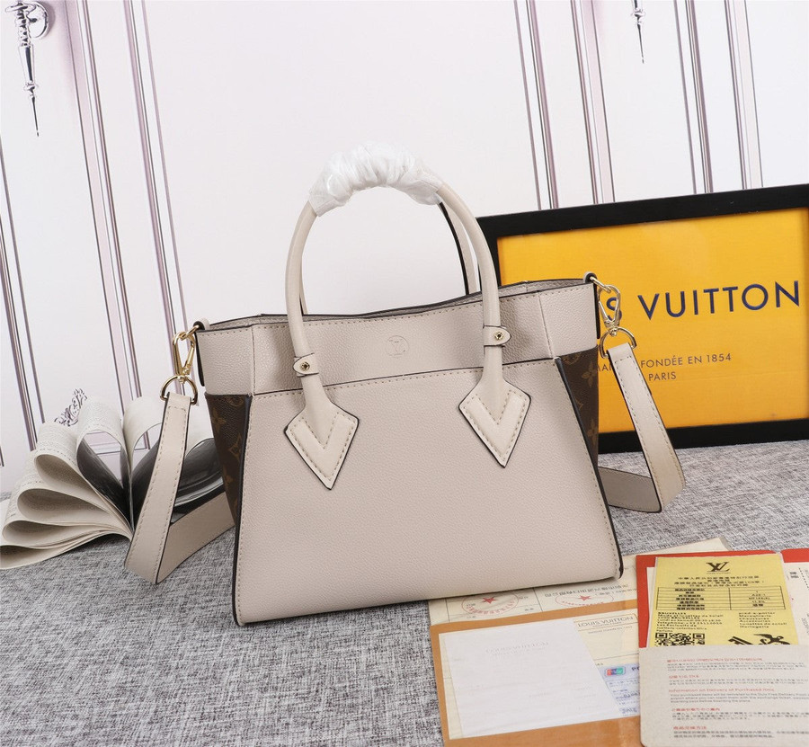 Louis Vuitton Greige Leather Monogram Canvas On My Side PM