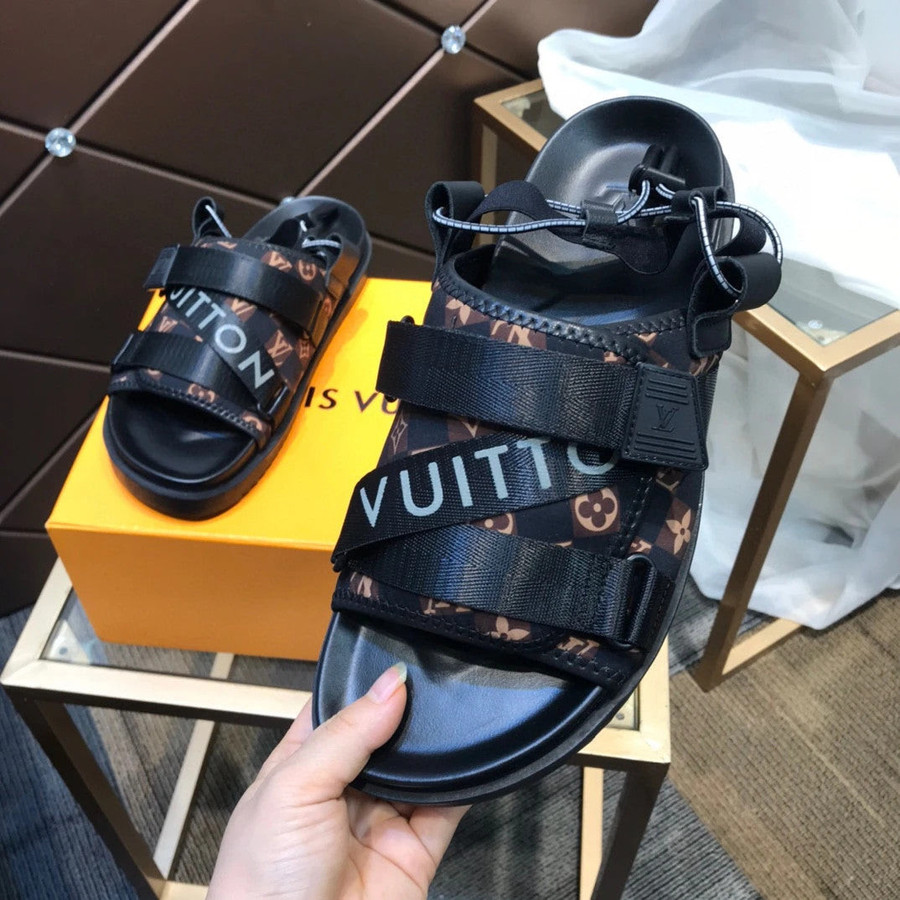 Leather sandals Louis Vuitton X NBA Black size 9 US in Leather