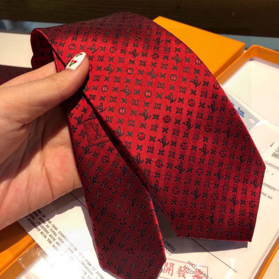 Louis Vuitton Monogram Pattern Necktie Caravatta In Red - Praise