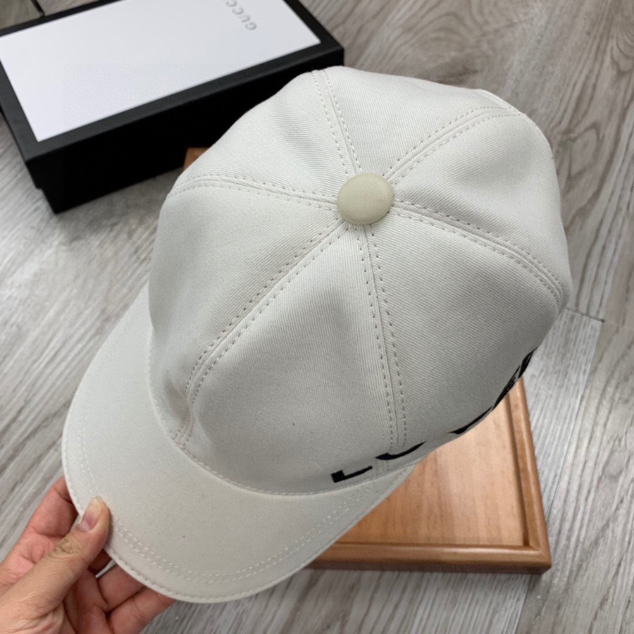 Gucci Loved Letter And Solid Canvas Baseball Cap In White - Praise To Heaven