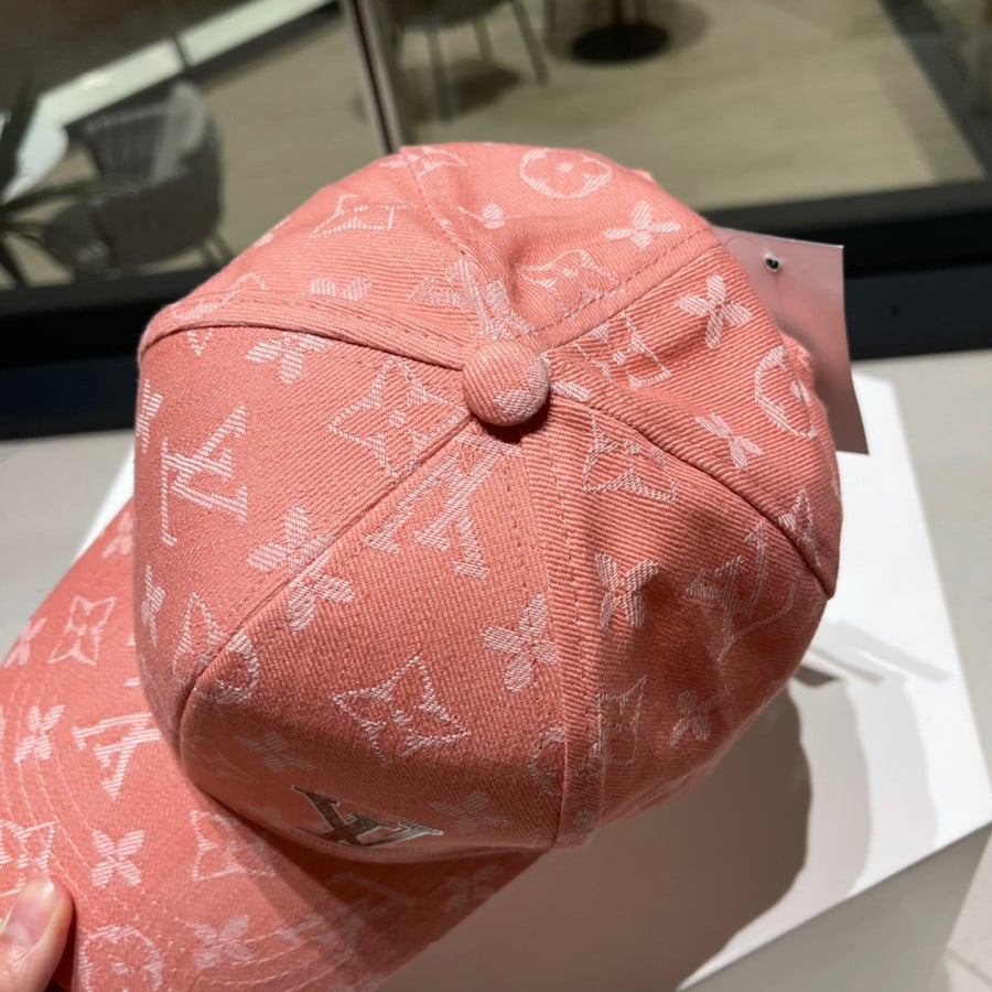Louis Vuitton Denim Fabric Printed LV Baseball Cap In Pink