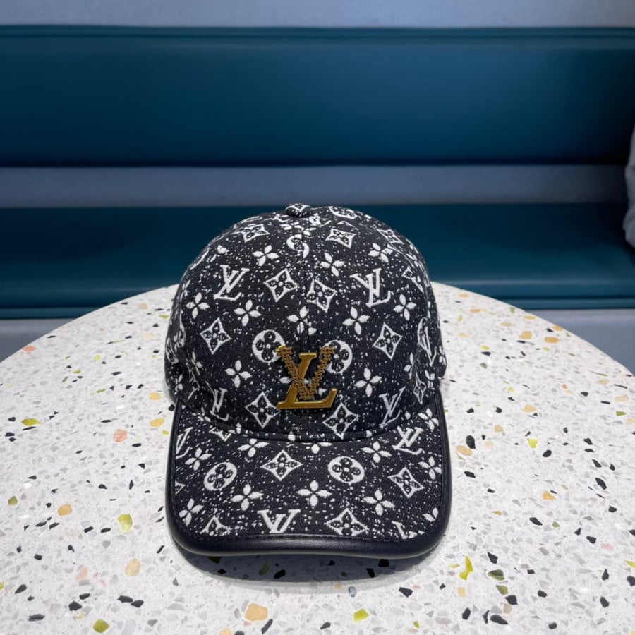 Louis Vuitton Black Denim Monogram LV Initials Metal Baseball Cap - Praise  To Heaven