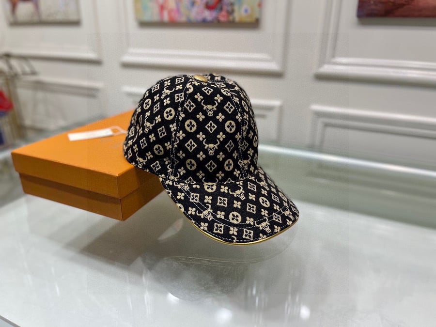Louis Vuitton Jacquard Denim Fabric Black/Yellow Baseball Hat