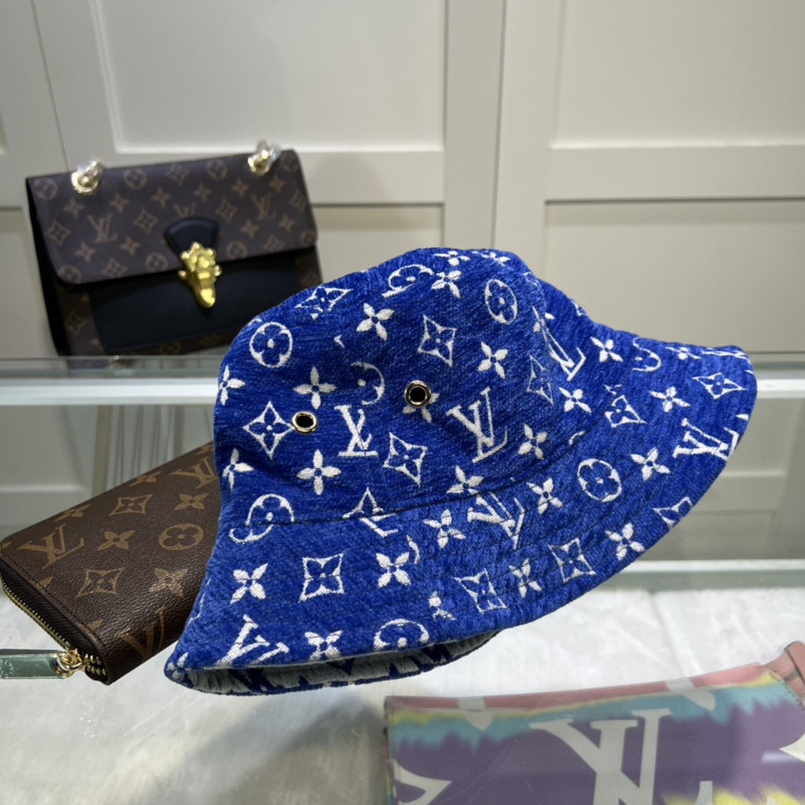Louis Vuitton Monogram Bucket Hat Blue