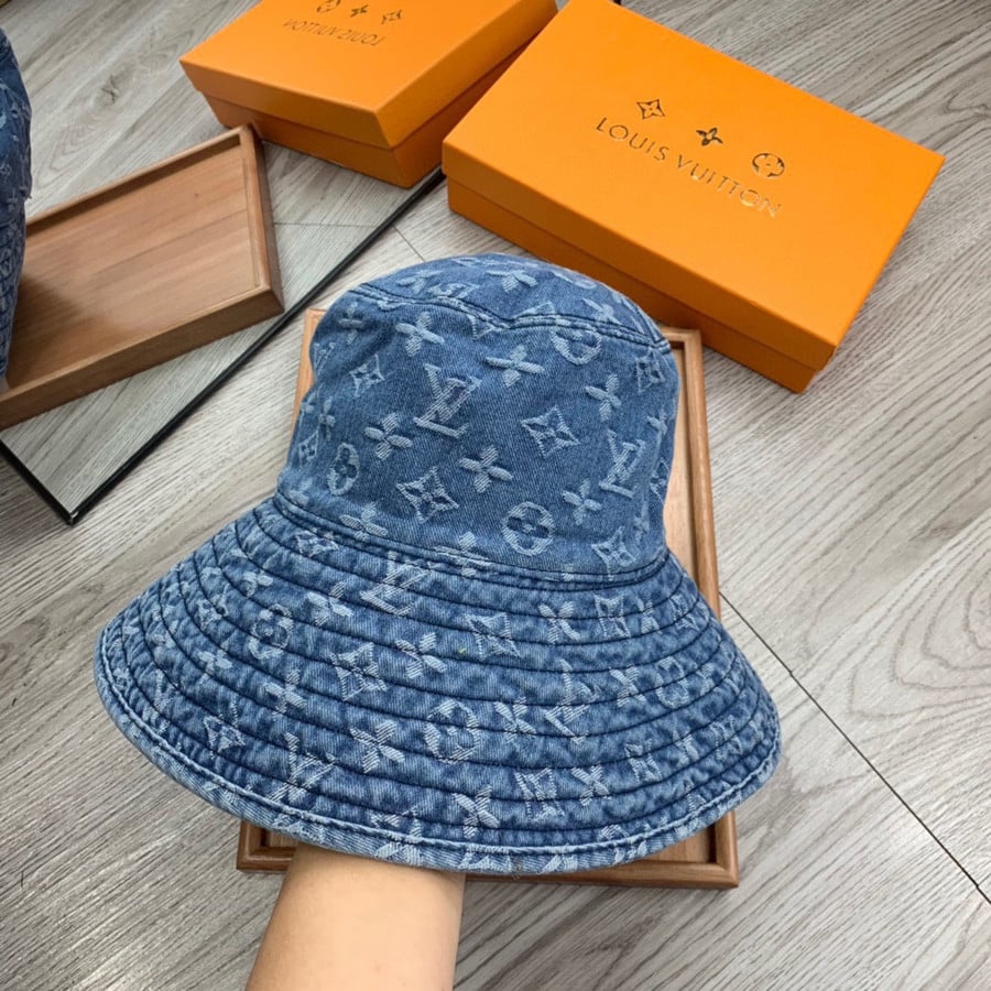 Louis Vuitton Monogram Jacquard Denim Bucket Hat In Blue - Praise To Heaven
