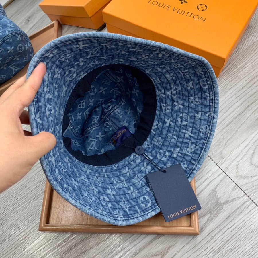 Louis Vuitton Monogram Jacquard Denim Bucket Hat In Blue - Praise To Heaven