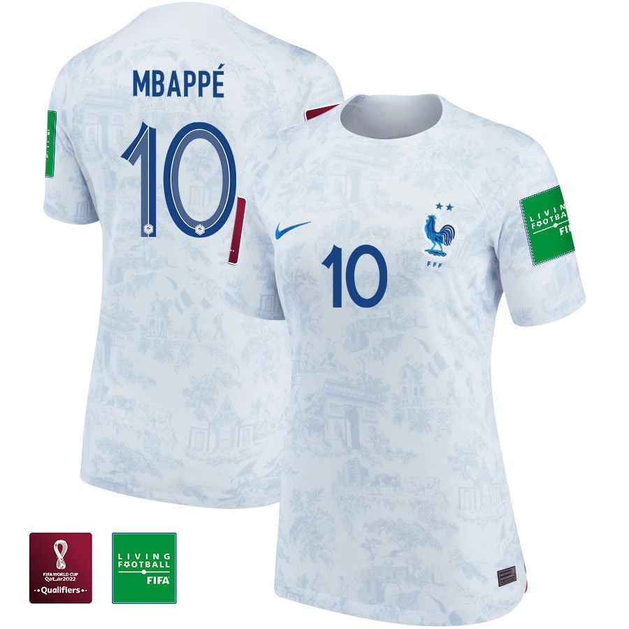 Kylian Mbappe 10 France 2022-23 Women Away Jersey National 