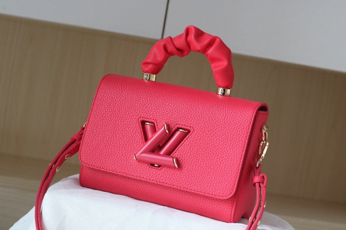 Louis Vuitton Twist MM Bag With Scrunchie Handle And Red Cowhide