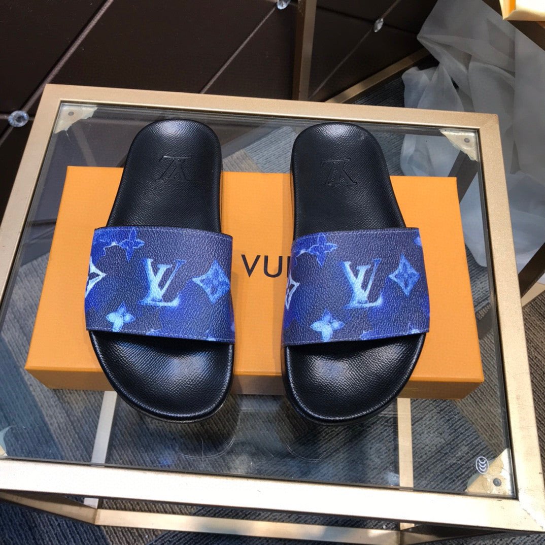 Louis Vuitton Rubber Slide Sandal In Blue - Praise To Heaven
