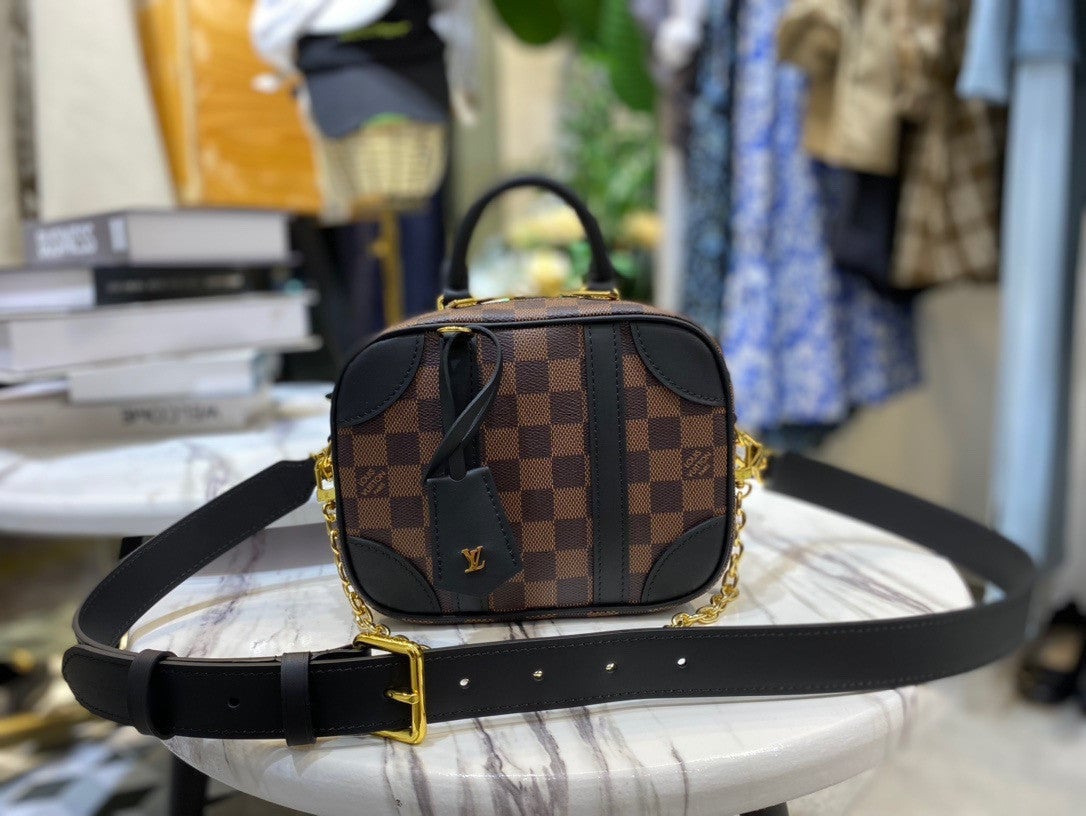 Louis Vuitton Valisette Souple BB Bag Damier Canvas Leather In