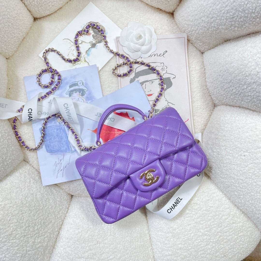 Chanel Mini Flap Bag With Top Handle In Purple - Praise To Heaven