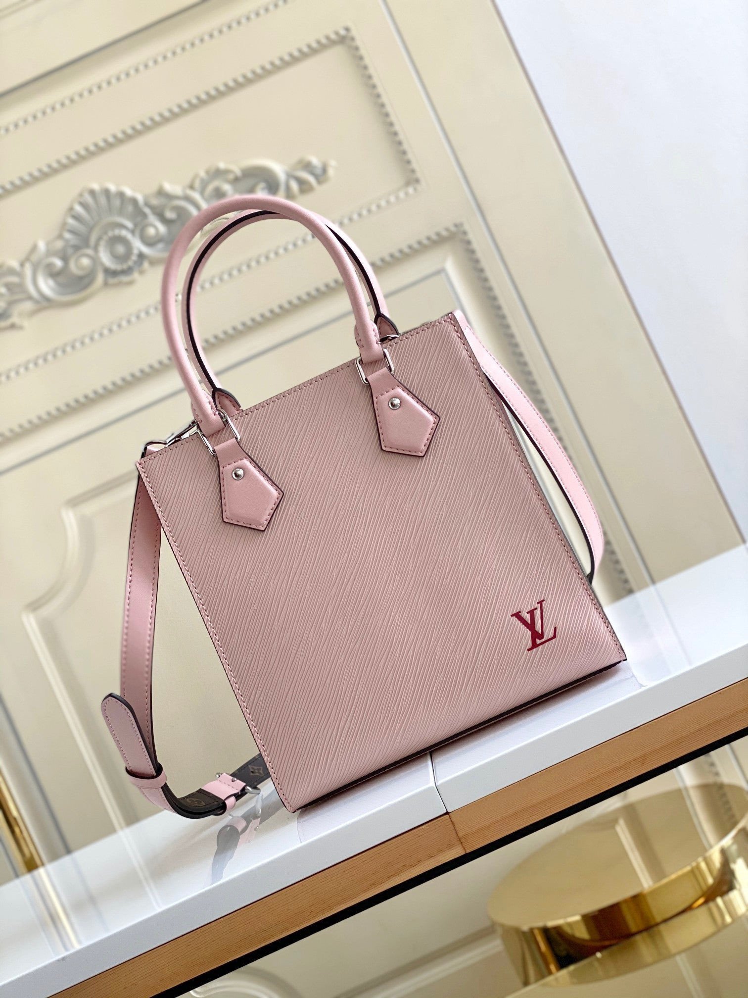 Louis Vuitton Sac Plat BB Rose Ballerina Epi Leather LV Ladies Shoulder  Handbag