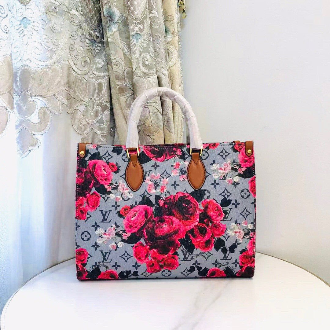 Louis Vuitton Neverfull MM Tote Bag Monogram Roses Pattern And Leather -  Praise To Heaven