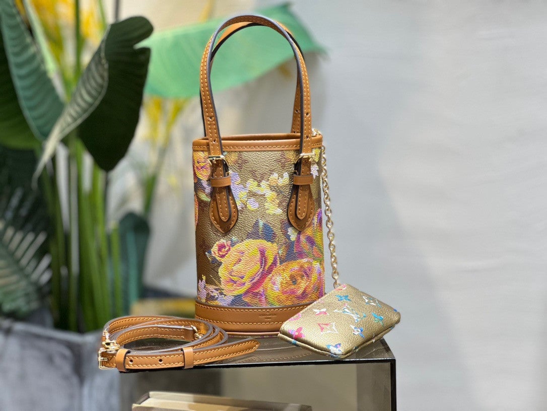Louis Vuitton Petit Bucket Bag NM Raffia with Leather - ShopStyle