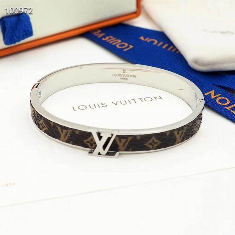 Louis Vuitton Metal And Monogram Canvas Bracelet LV Logo - Praise To Heaven
