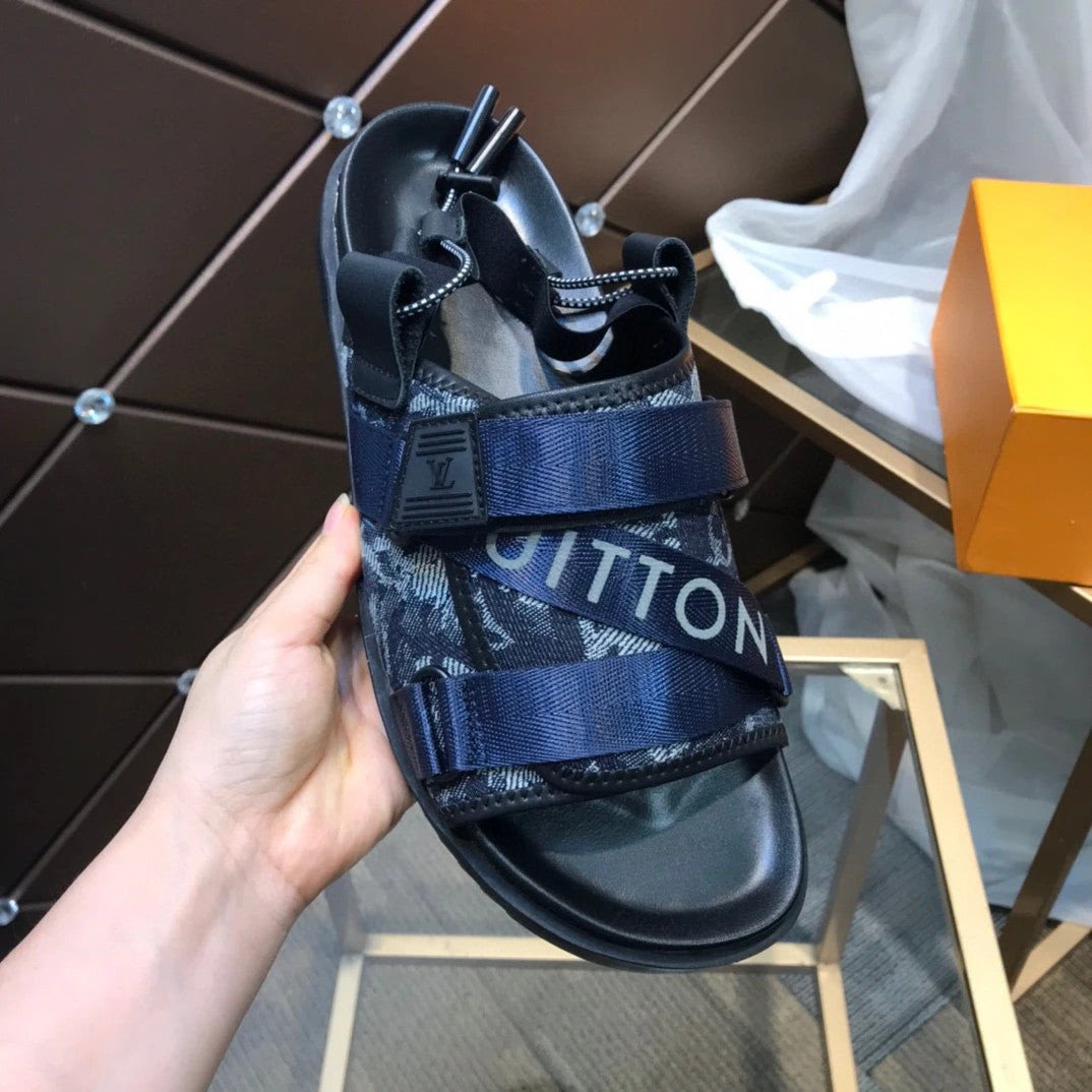 Louis Vuitton Honolulu Sandal In Black And Dark Blue - Praise To