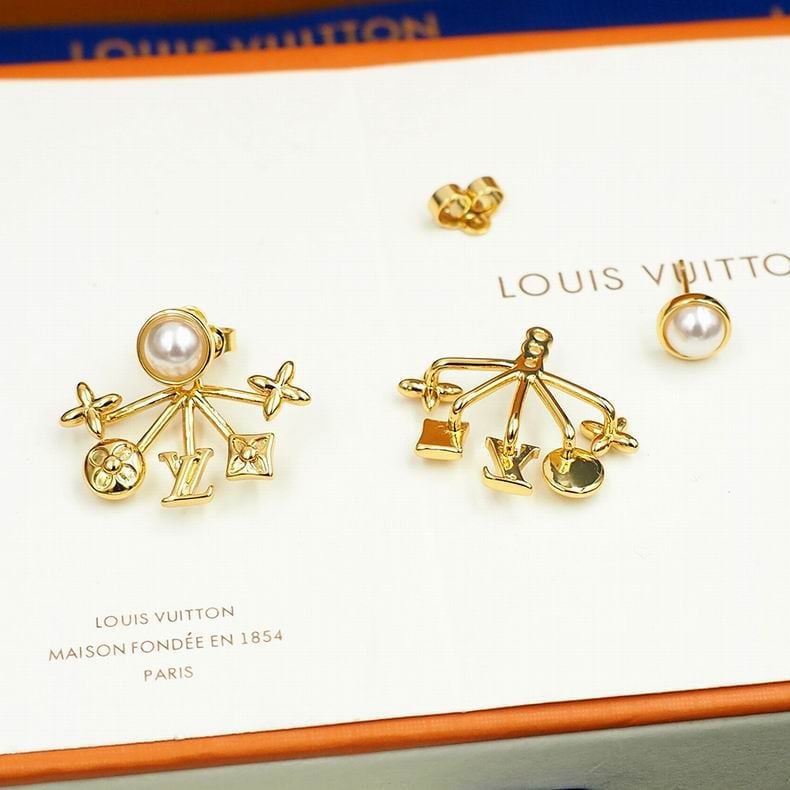 Louis Vuitton, Jewelry, New Authentic Louis Vuitton Metal Cruiser Gold  Pearl Hug Earrings Monogram Lv