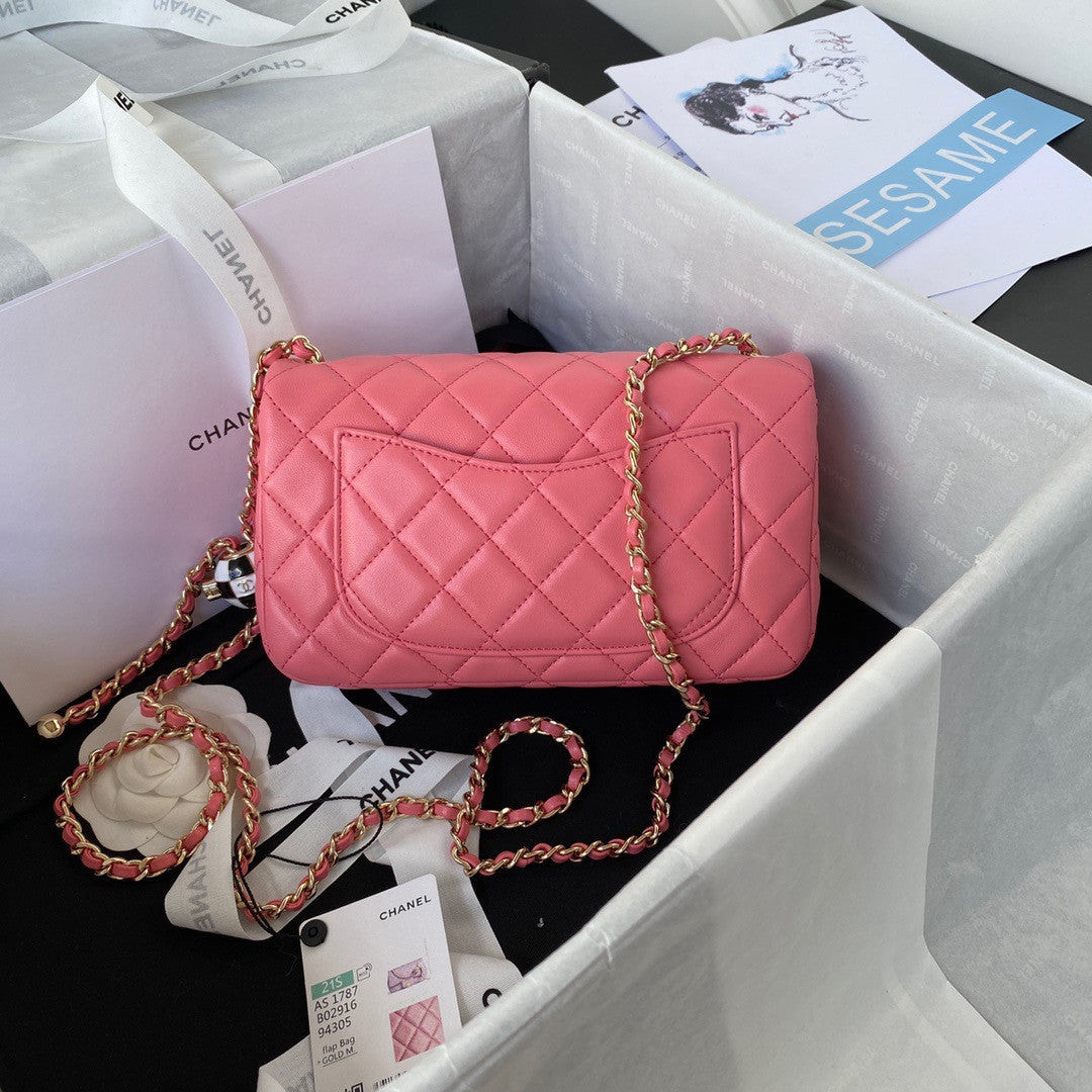Chanel Football Style Ball Small Flap Bag Leather In Pink - Praise To Heaven