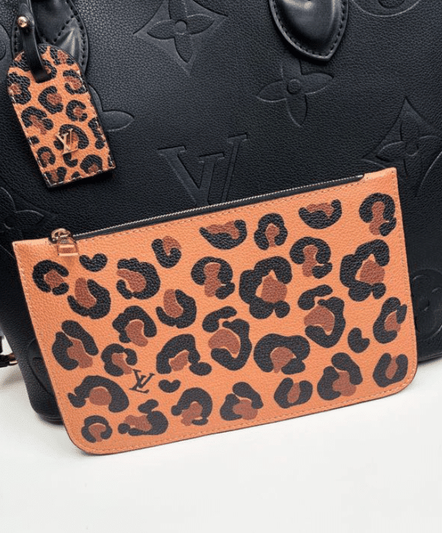 LOUIS VUITTON Neverfull MM Tote Shoulder Bag Pouch M58525 Monogram Leopard  New