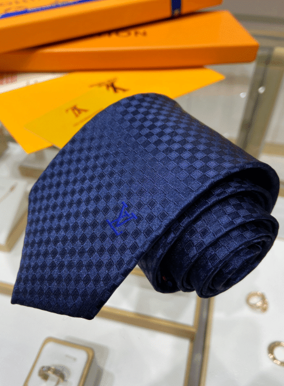 Louis Vuitton Damier Classique Tie Navy Silk
