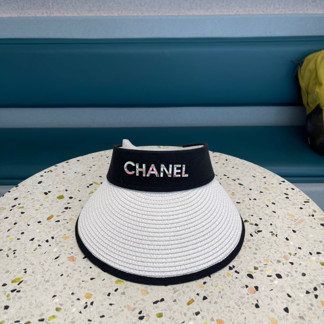 Chanel Natural Straw Visor Hat In White - Praise To Heaven