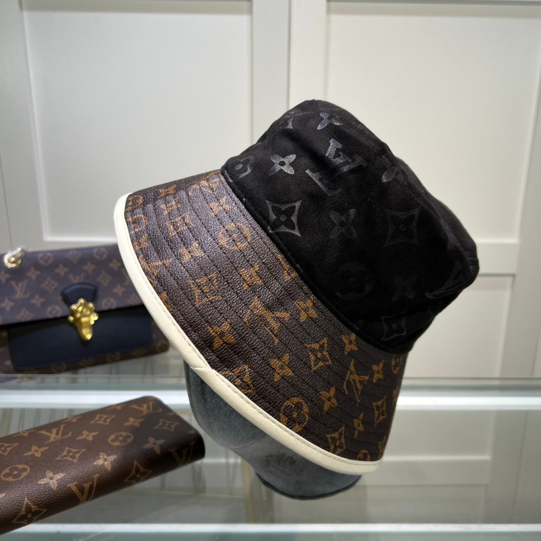Louis Vuitton Monogram Essential Leather Bucket Hat In Brown