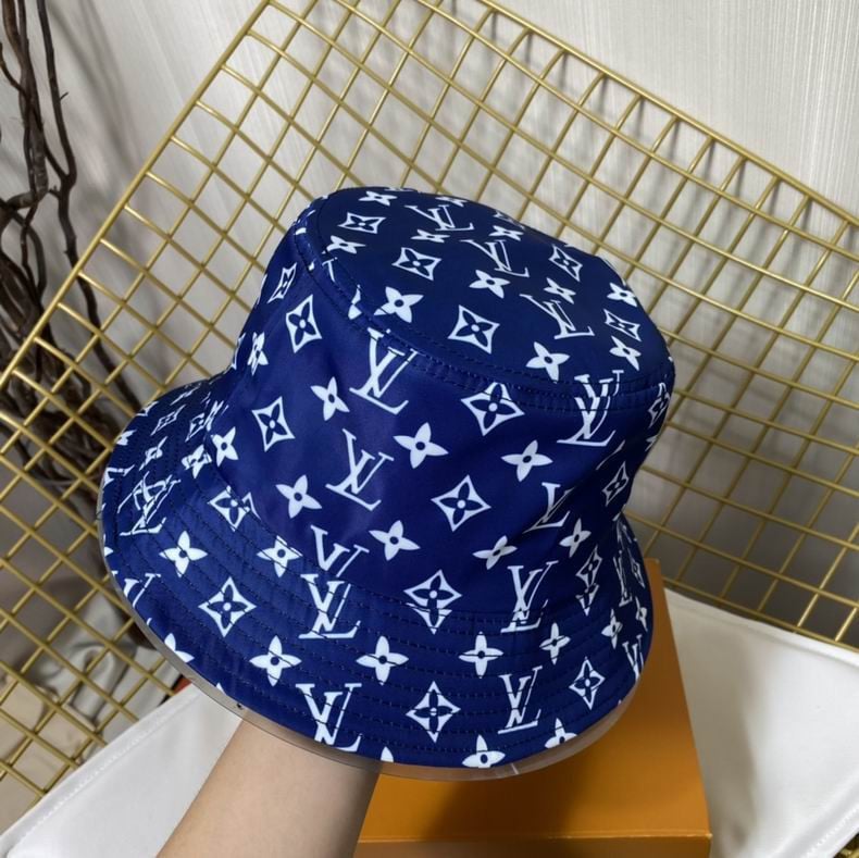 Louis Vuitton Monogram Cotton Bucket Hat In Navy Blue - Praise To