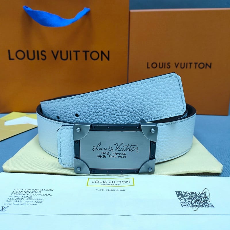 Louis Vuitton Neo Trunk Double-sided Leather Belt In White