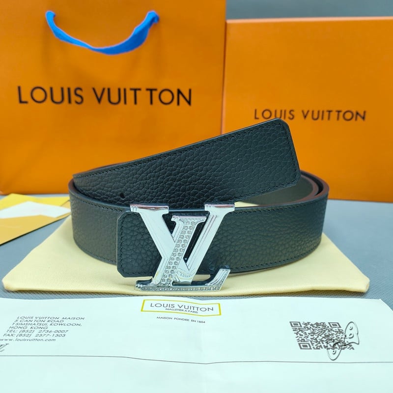 Louis Vuitton LV Initiales Double-sided Leather Belt In Black