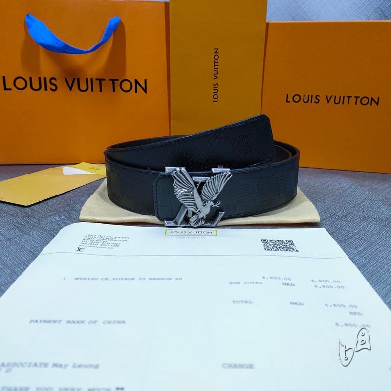 Louis Vuitton LV Dove Damier Pattern Belt In Black - Praise To Heaven