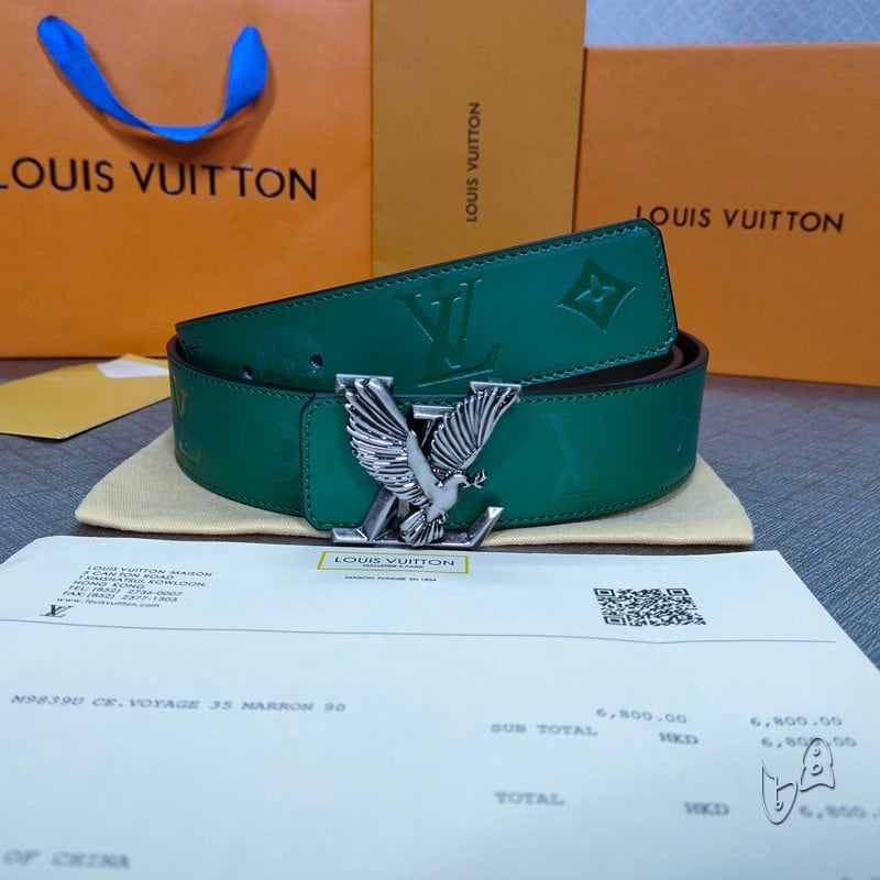 Louis Vuitton Eagle Monogram Pattern Belt In Dark Brown - Praise