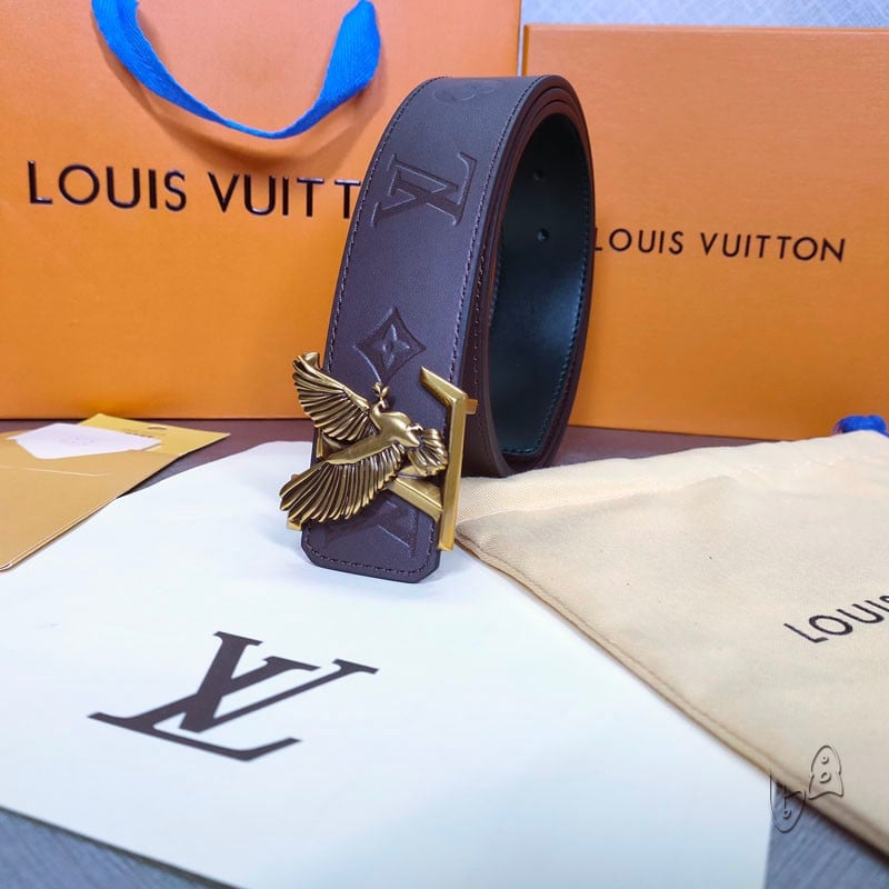 Louis Vuitton Eagle Monogram Pattern Belt In Dark Brown - Praise To Heaven