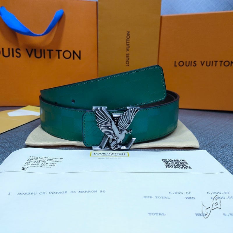 Louis Vuitton LV Dove Damier Pattern Belt In Brown - Praise To Heaven