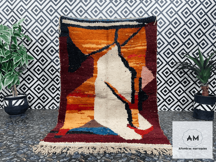 Alfombra de lana marroquí - Tapis199 - 193 cm x 132 cm / 6.3 ft x 4.3 ft