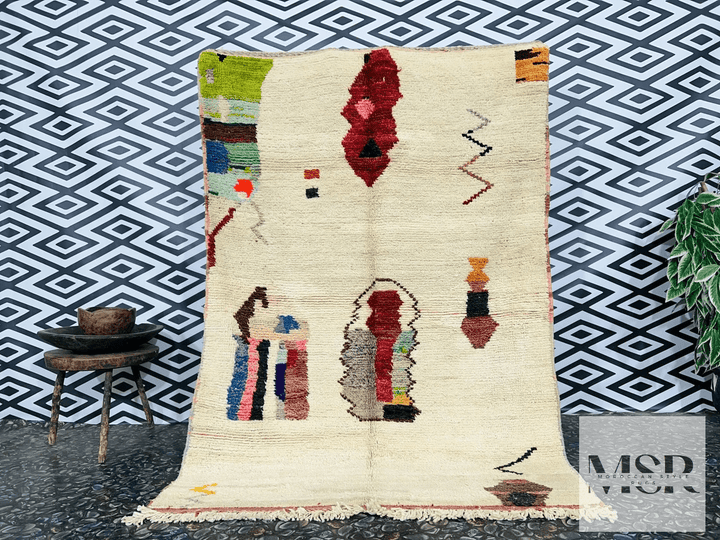 Alfombra de lana marroquí - Tapis148 - 250 cm x 137 cm / 8.2 ft x 4.4 ft