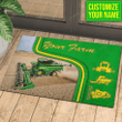 Personalized Green Tractor Rubber Base Doormat TV264003